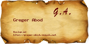 Greger Abod névjegykártya